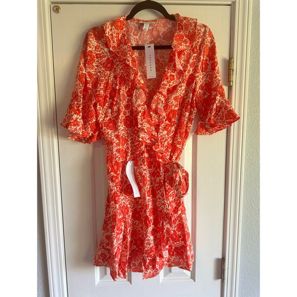 NWT Topshop Ruffled Wrap Dress US Size 10P - Picture 1 of 9